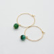 Goldene Kreolen mit grüner Jade Perle