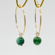 Goldene Kreolen mit grüner Jade Perle