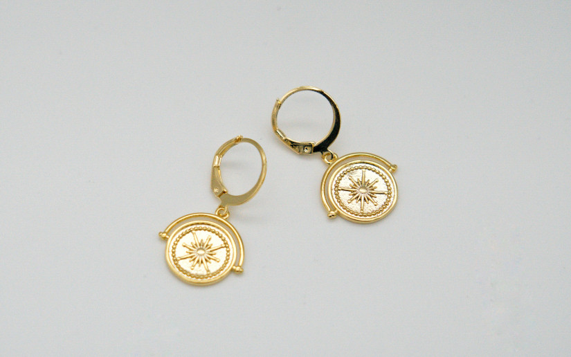 Goldene Ohrringe mit Münz Plättchen
