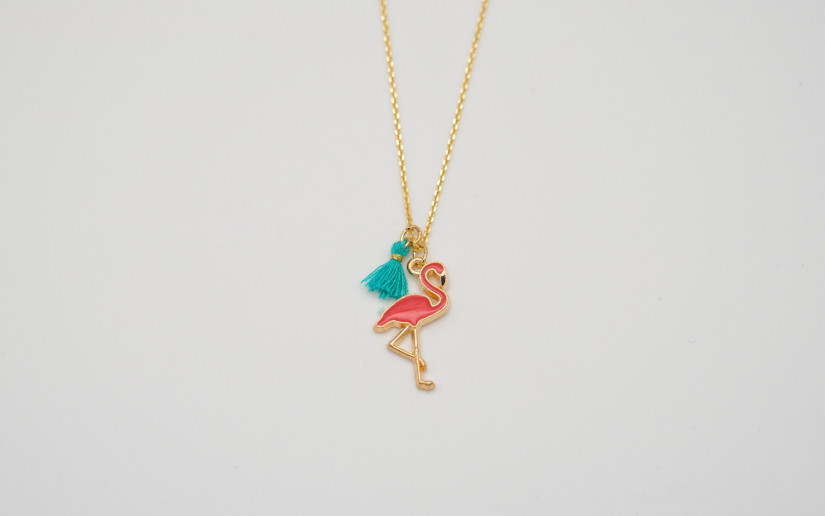 Goldene Halskette mit Flamingo Anhänger