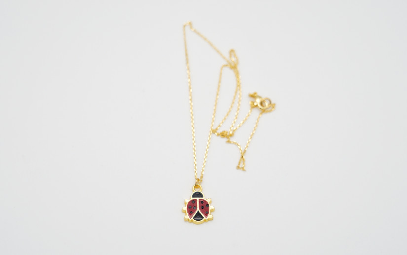 Goldene Halskette mit Glücks-Käfer