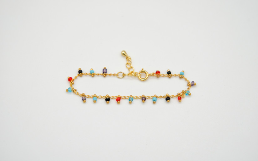 Armkette mit farbigen Glas-Perlen
